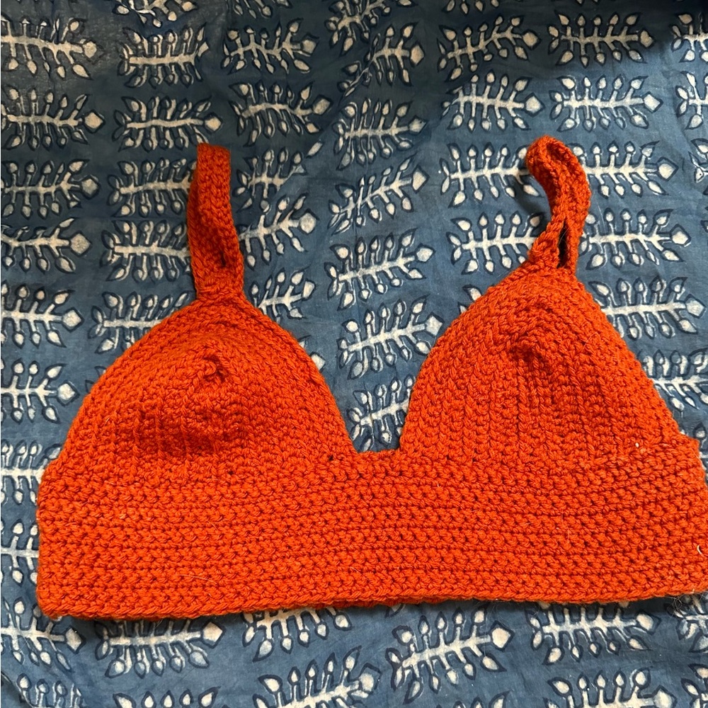 Orange crochet crop top